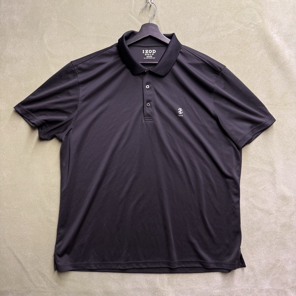 Izod Golf Shirt Mens Large Black Polo Performance Lightweight Short sleeve XXL